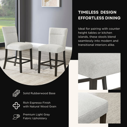 Cavira Modern Upholstered Counter Height Stools, Set of 2, Gray image 4