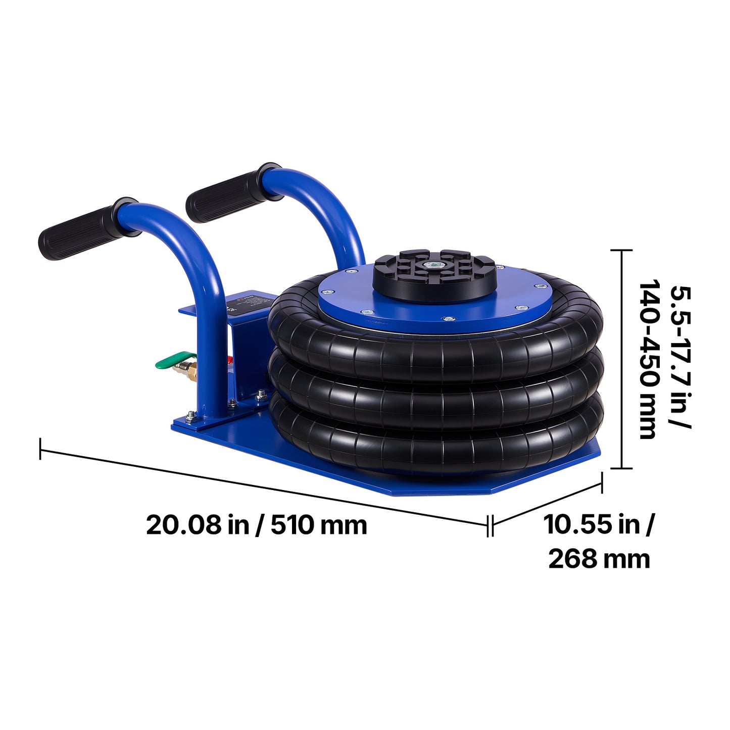 Air Jack, 3 Ton/6613 lbs Triple Bag Air Jack, Airbag with Six Steel Pipes, Lift Up to 17.7 inch/450 mm, 1-6 s Fast Lifting Pneumatic with Short Handles for Car, SUV, Pickup Truck Repair, Garage image 10
