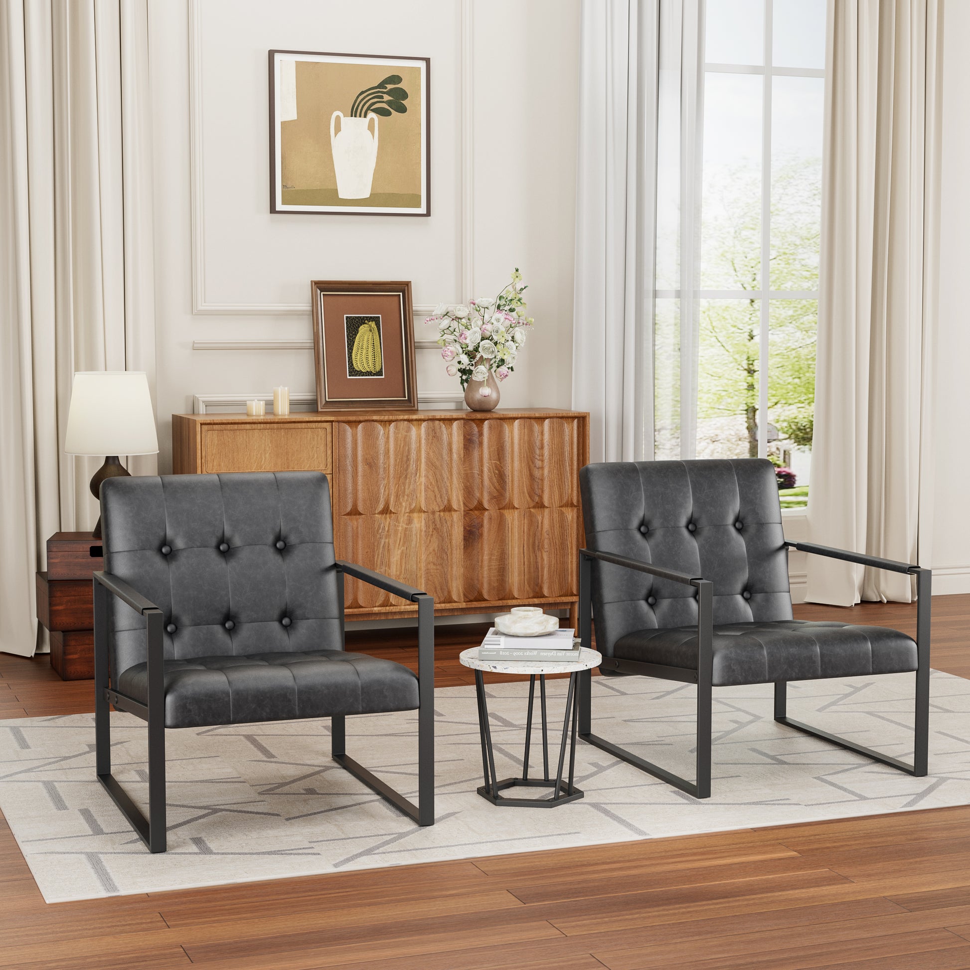 Accent Chair Modern Upholstered Accent Chair, Linen Sofa Chair for Bedroom, Living Room, Office image 5