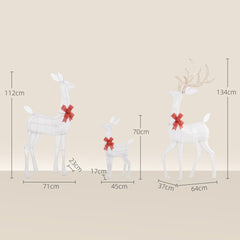 Outsunny 4.5ft 3-Piece Light Up Christmas Deer Family Set of 3, Lighted Reindeer Christmas Decorations with 2 LED Light Modes, Stakes, Zip Ties for Indoor, Outdoor, Yard, Lawn, Silver
