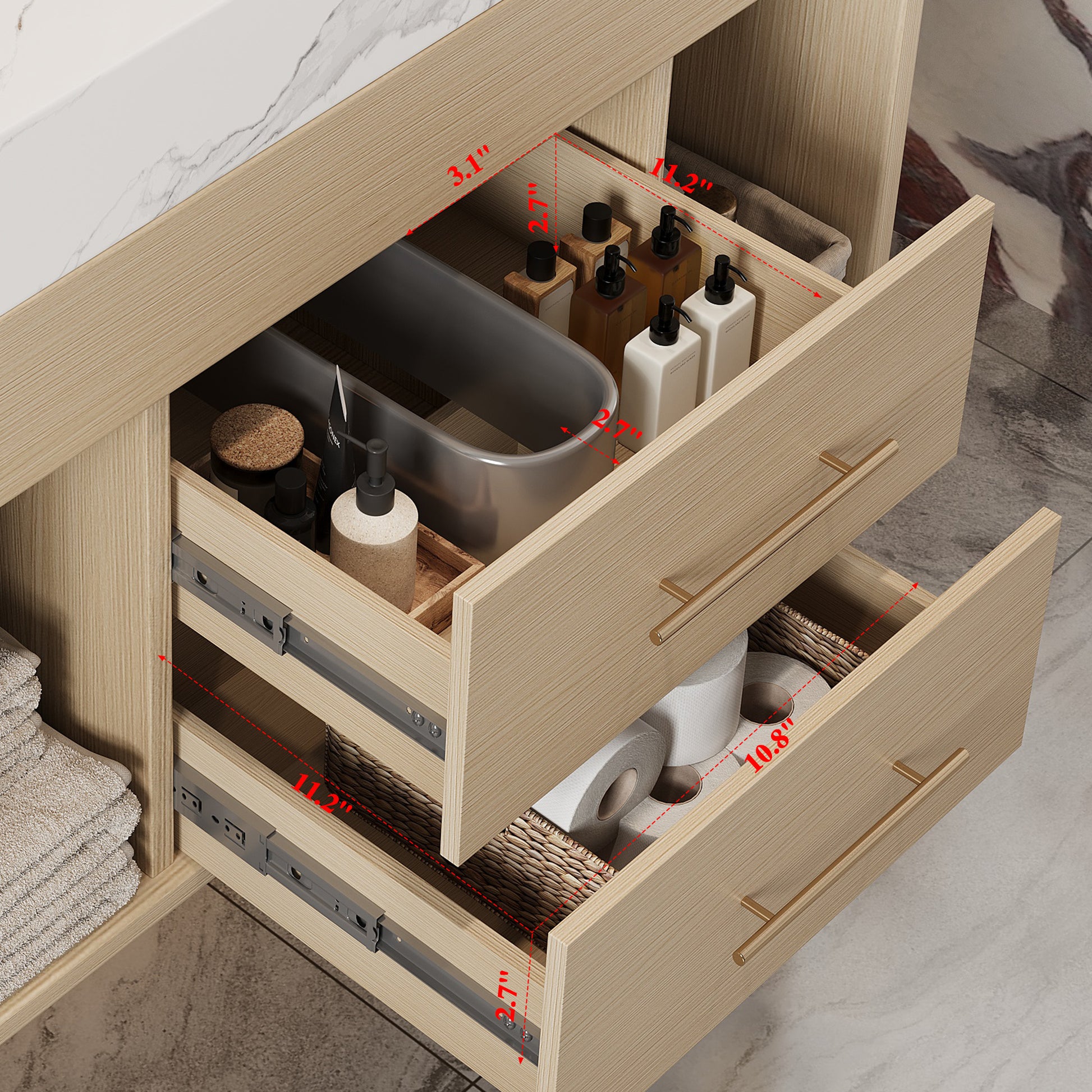 29.9" Modern Floating Bathroom Vanity with Sintered Stone Top Ceramic Undermount Sink Wall-Mounted for Small Bathrooms, Apartment image 11