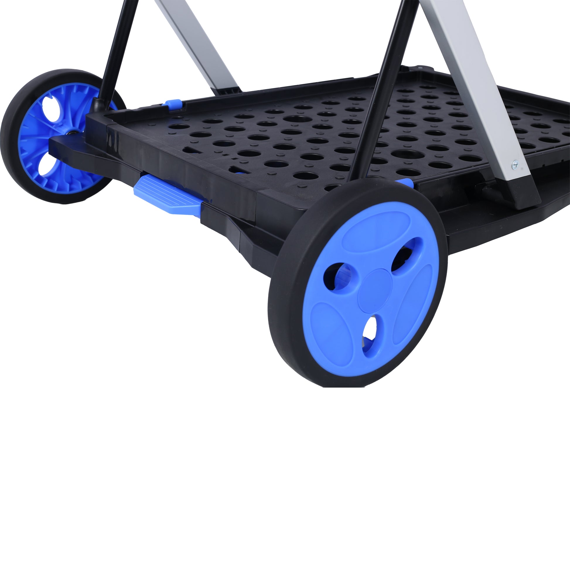 Collapsible Utility Cart Multi Use Functional Collapsible Shopping Carts 2-Tier Collapsible Shopping Cart with Baskets Carrito para Supermercado con Ruedas blue image 7
