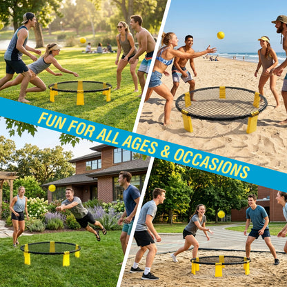Outdoor Roundnet Game Set, Portable Beach Ball Game with 2 Balls, Sturdy Playing Net & Carry Bag, Classic Family Entertainment Game for Beach, Backyard, Lawn, Park, Camping and Gathering image 5