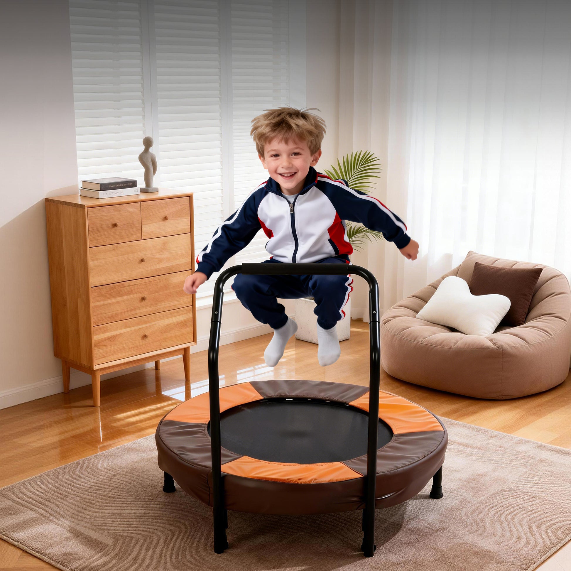 36 Inch Foldable Mini Trampoline, Indoor and Outdoor Rebounder for Kids,Toddler Trampoline Easy to Assemble, with Foam Handle and Safe Thickened Cover, Birthday Gift for Boys & Girlsfor Ages 1-6 image 1