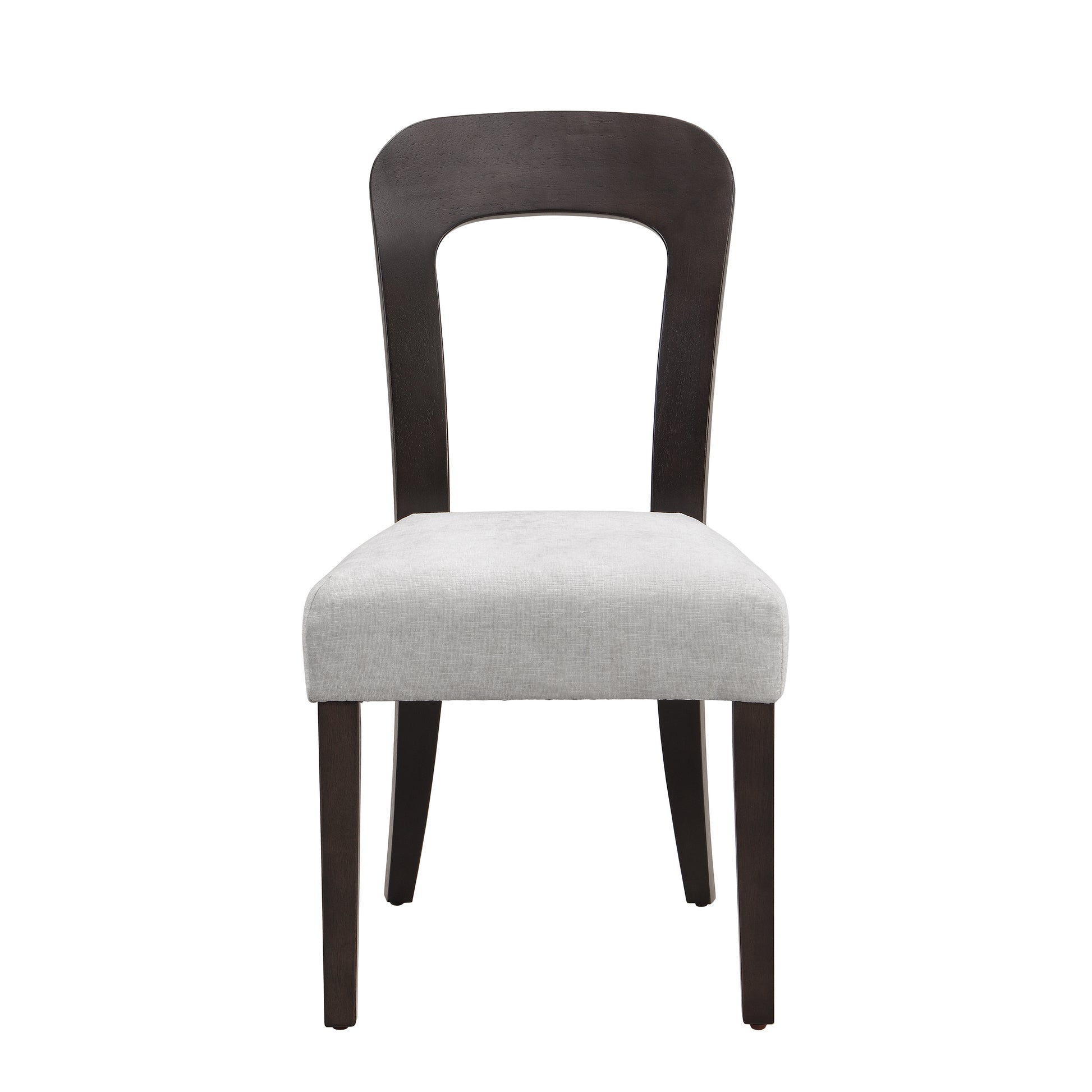 Dining Chairs Set of 2, Upholstered Kitchen Side Chairs with Gray Fabric Seating Dark Brown Solid Rubber Wood Legs, 330 LBS Weight Capacity image 6