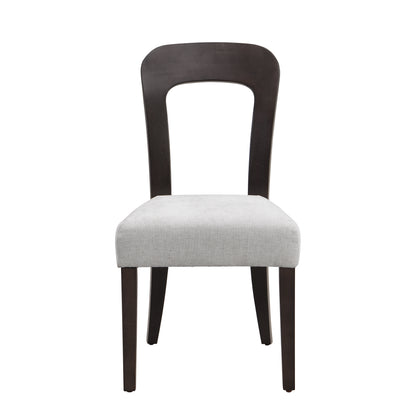 Dining Chairs Set of 2, Upholstered Kitchen Side Chairs with Gray Fabric Seating Dark Brown Solid Rubber Wood Legs, 330 LBS Weight Capacity image 6