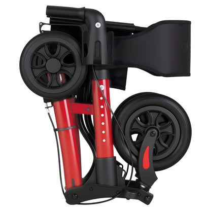 Rollator Walker with Seat for Seniors, Ultra Compact 3-Fold Rolling Walker, Lightweight Aluminum Mobility Walking Aid with PU Solid Wheels, Adjustable Handle, Cup & Cane Holder - Supports 300LBS image 12
