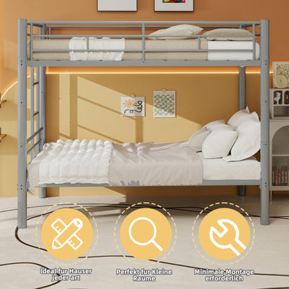 Convertible Twin Metal Bunk Bed Frame, Heavy-Duty Iron Build, Detachable into Two Twin Beds, Space-Saving Design with High Weight Support 400 lbs, Silver. image 9