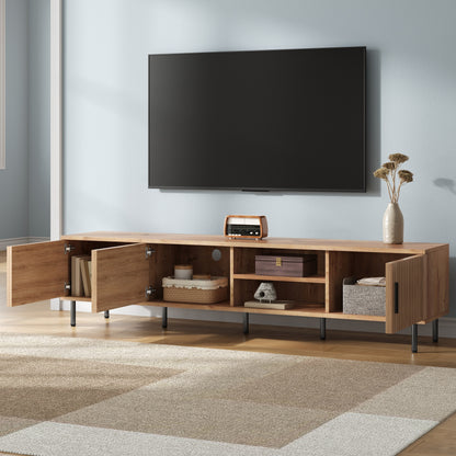 78 inch Modern TV Stand for TVs up to 85", Entertainment Center with Closed Storage & Cable Management, Soft-Closing Hinges, Sturdy Iron Legs for Living Room image 3
