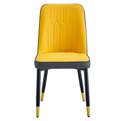 Orange yellow and dark gray stitching style, equipped with artificial leather cushioned seats, suitable for kitchen, living room, and dining room, 2-piece set (orange yellow and dark gray+PU) C-007 image 9