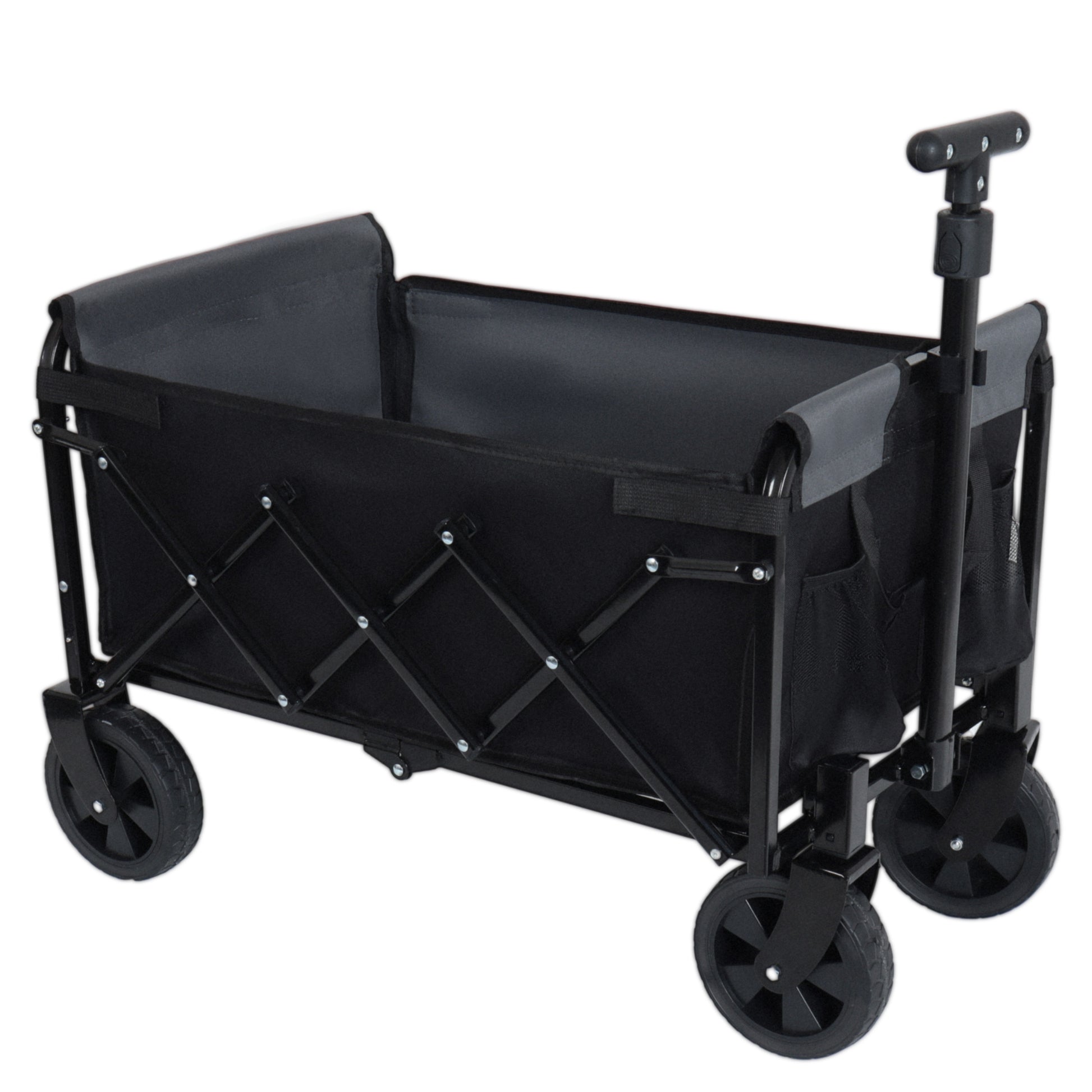 All-in-One Convertible Folding Camping Wagon Cart: Bench Seat, Storage Compartment & Included Dog Tether, Black/Gray image 8