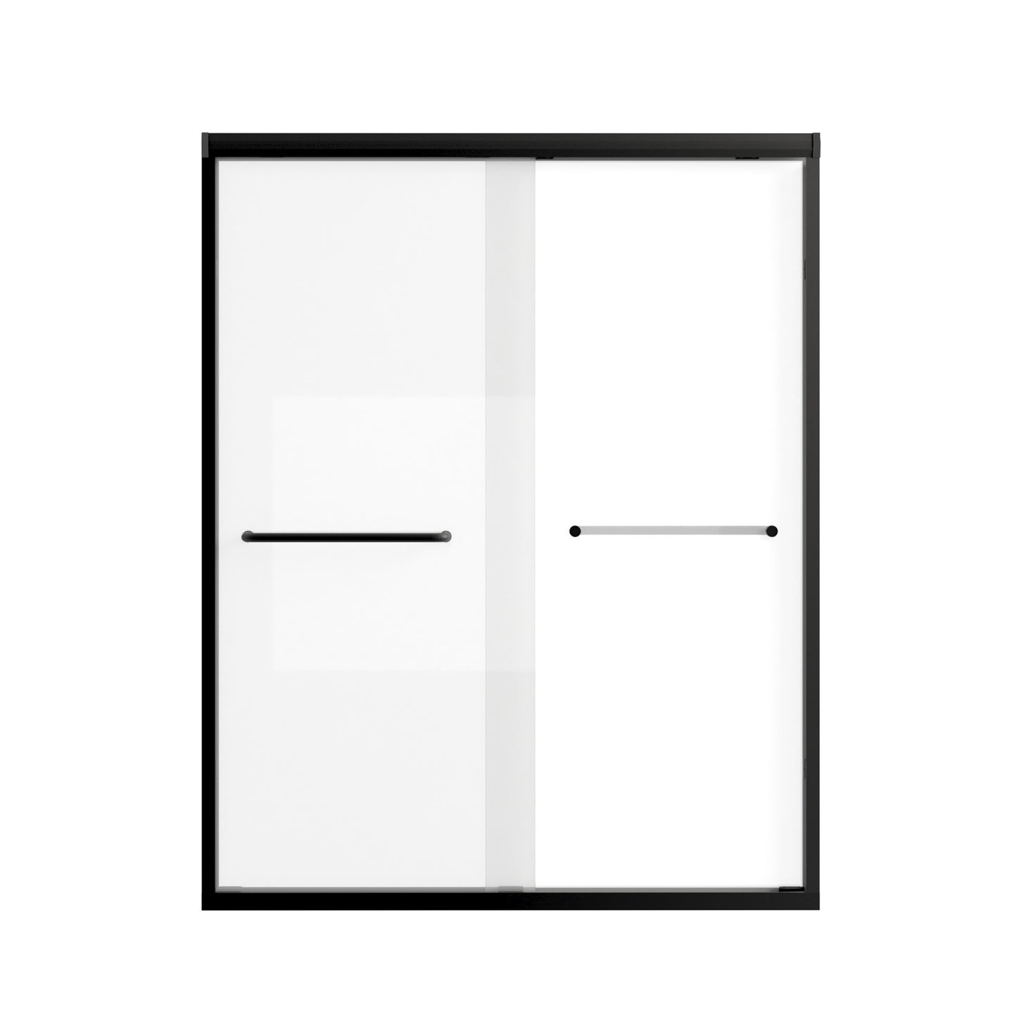 50-54" W × 72" H Tempered Glass with Explosion Proof Film, Aluminum Frame Double Sliding Shower Door, "1/4 (6 mm), Stainless Steel handle, Matte Black image 10