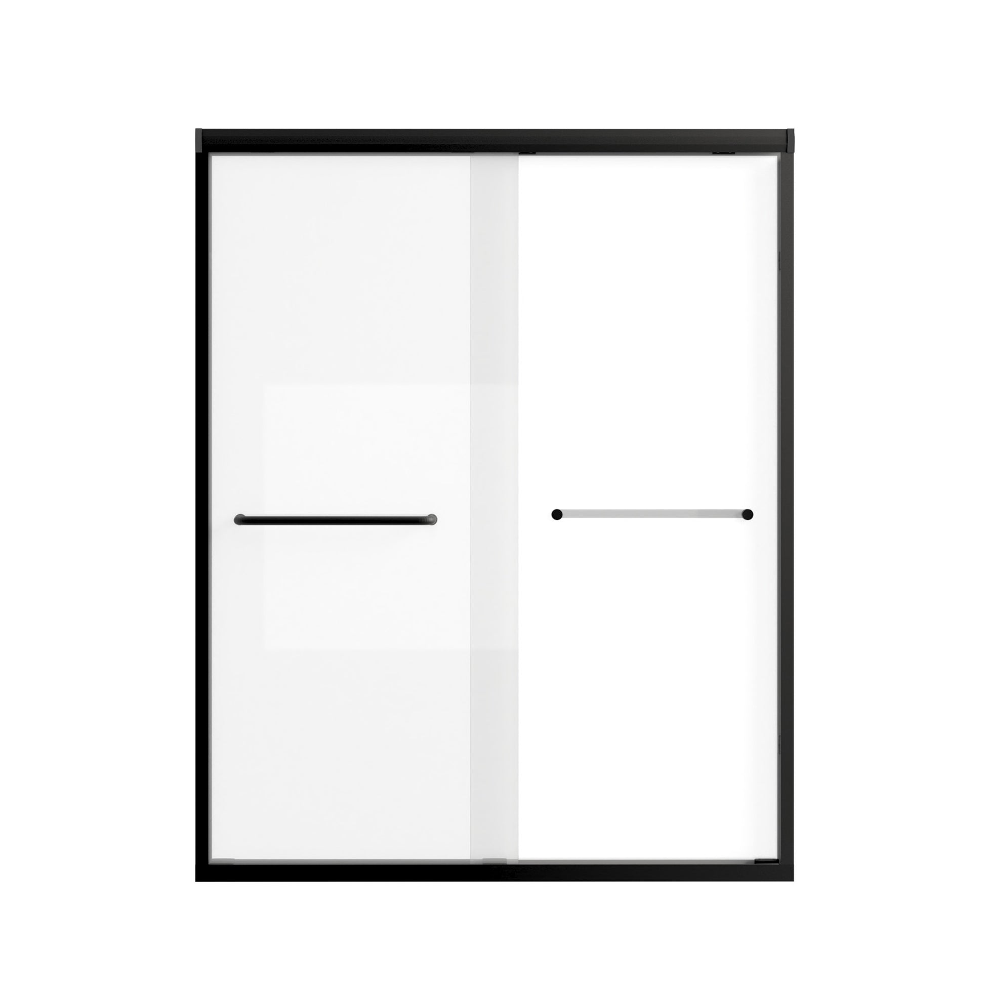50-54" W × 72" H Tempered Glass with Explosion Proof Film, Aluminum Frame Double Sliding Shower Door, "1/4 (6 mm), Stainless Steel handle, Matte Black image 10