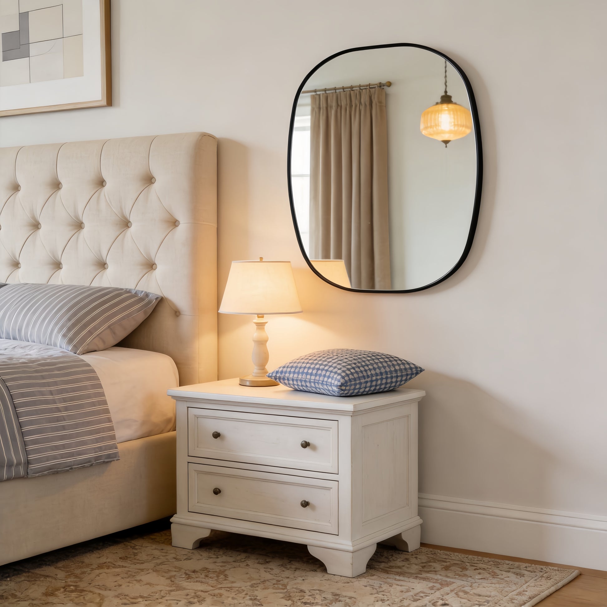 24x32 in Black Metal Framed Oval Vanity Bathrrom Mirror for Wall image 12