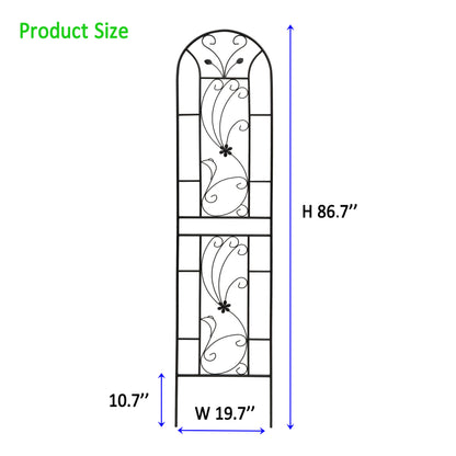 4 Pack Metal Garden Trellis 86.7" x 19.7" Rustproof Trellis for Climbing Plants Outdoor Flower Support Peacock Style Black image 11