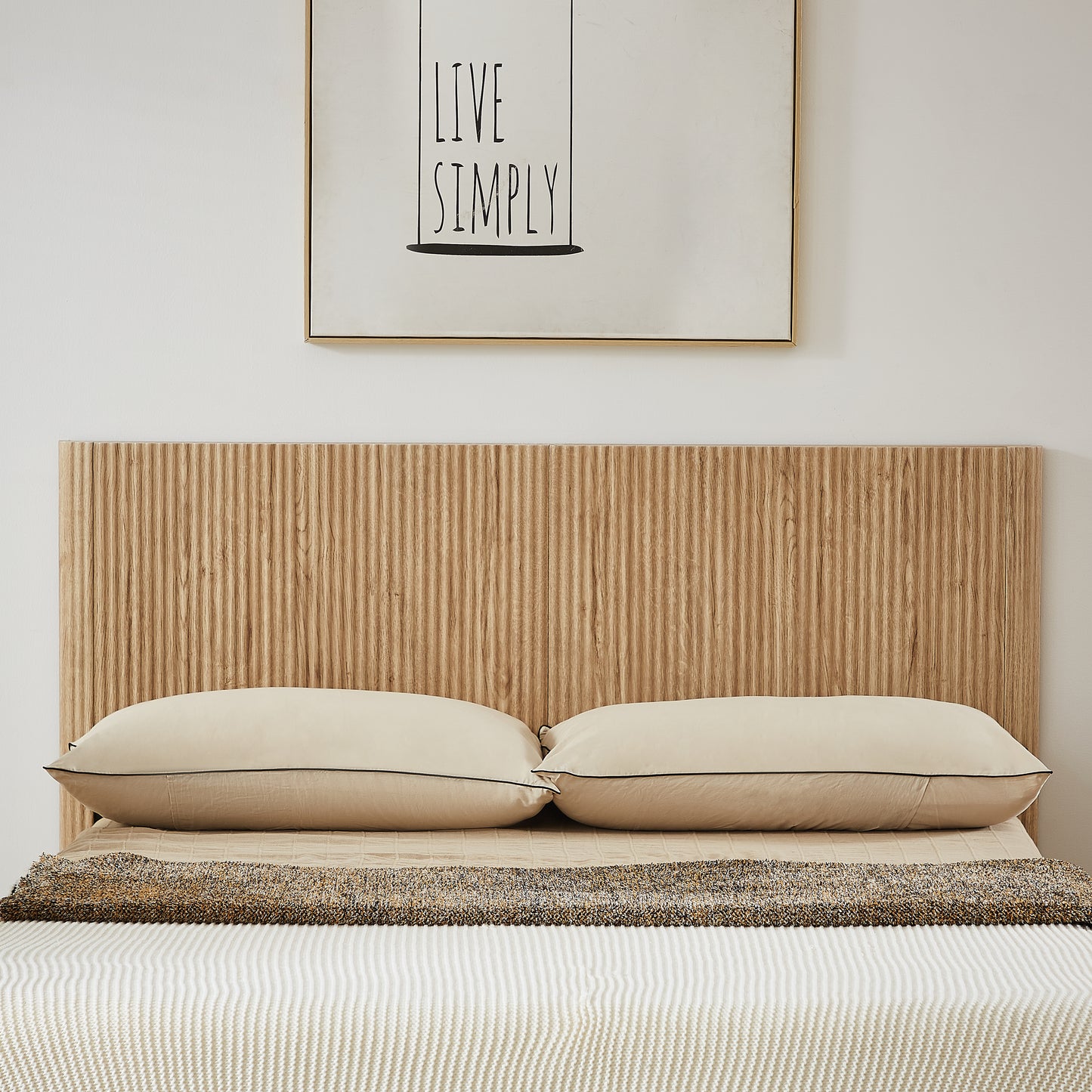 Queen Size Lift Up Storage Bed Frame, Wooden corrugated curved lines, Hydraulic Storage/No Box Spring Needed, Oak. image 11