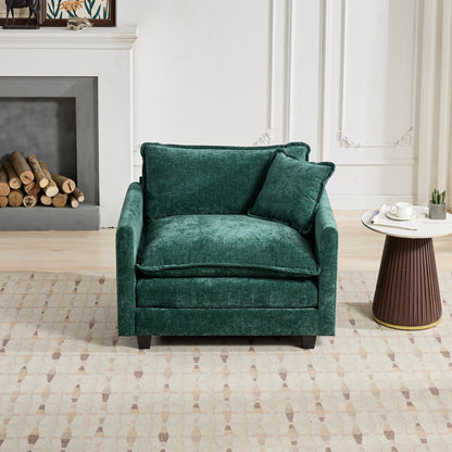Cloud Sofa one Seat (Armrests are not included), Modern Sectional Couch, for Living Room Bedroom and Apartment, Comfy Double Layer Upholstered Seat Cushion, Breathable Chenille Fabric, Green image 5