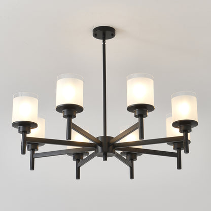 8-Light Frosted Glass Farmhouse Chandelier, Black Metal Chandeliers Light Fixtures Industrial for High Ceiling Living Dining Room Foyer. Adjustable Height--E26 (NO Included Bulb) image 6