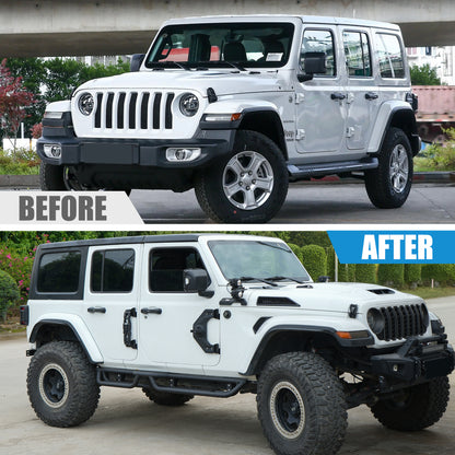 Coated Black Carbon 6-Inch 2-Stairs Side Step Rails Step Bars Steel Nerf Bars Running Boards Compatible with Jeep Wrangler JL 4 Doors 2018-2026 For Off-Road Protection Direct Bolt-On Installation image 8