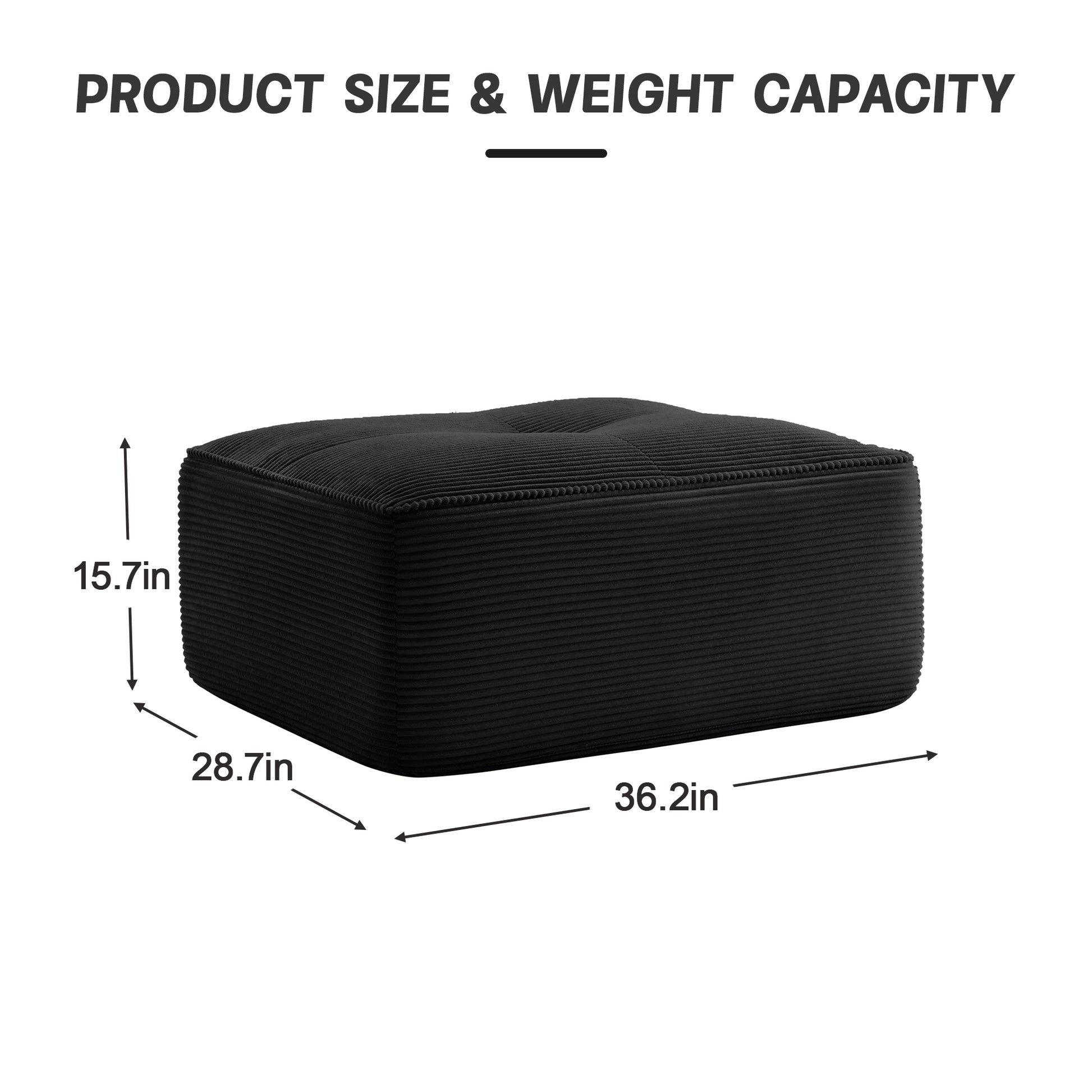 Ottoman Corduroy -Black image 6