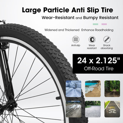 A24208D Mountain Bike 24/26 Inch, High-Density Carbon Steel Frame, 21 Speed, Front Suspension, Dual V-Brakes, 80% Pre-Assembled for Men Women Teens image 3