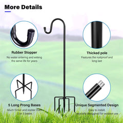 Shepherd Hooks for Outdoor, 1 Pack 46 Inch Bird Feeder Pole with 5 Prongs Base for Hanging Lantern, Hummingbird Feeder, Lightweight Plant, Shepherds Hook for Bird Feeders for Outside