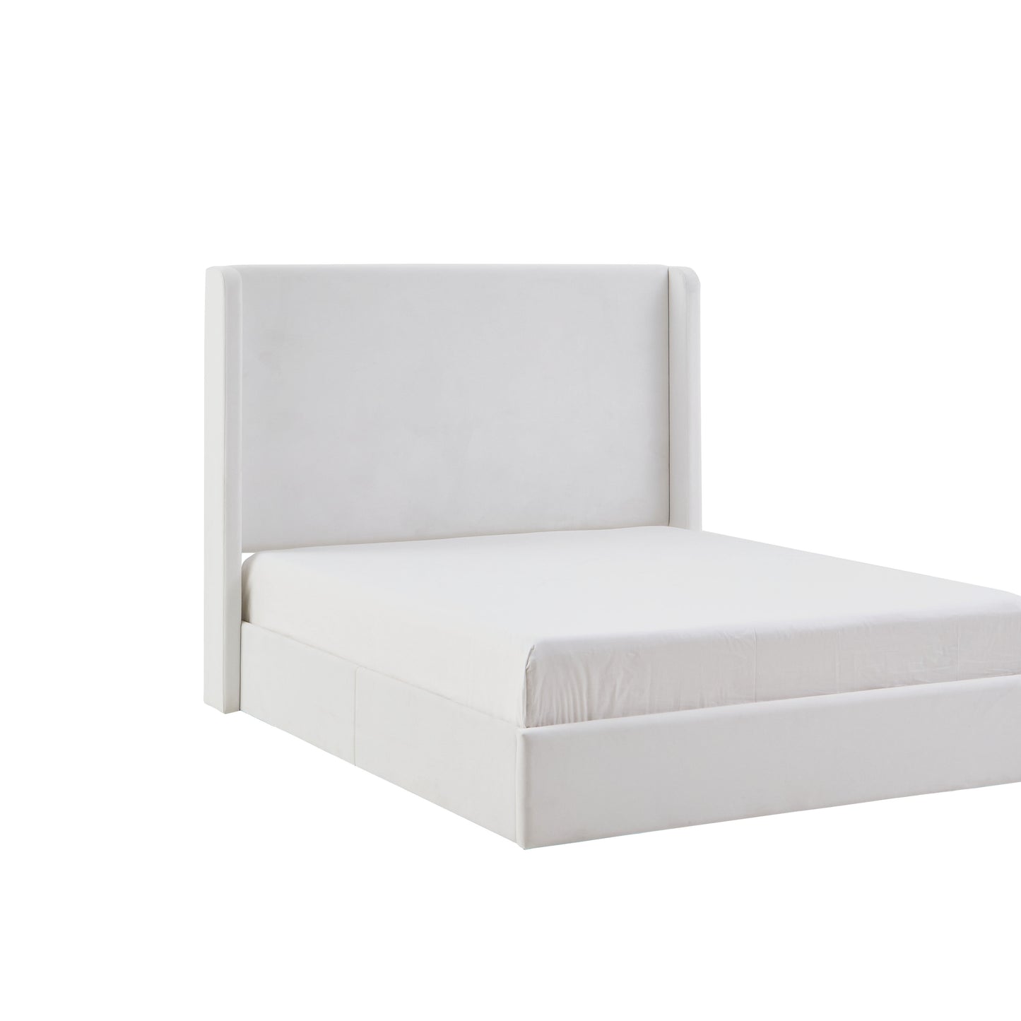 Carmen Upholstered Wingback Bed / Upholstered Platform Bed Frame / 52.3" High Headboard / Simplicity / Minimalist / No Box Spring Needed / Easy Assembly / King / Coconut Micro Suede / No Noise image 8