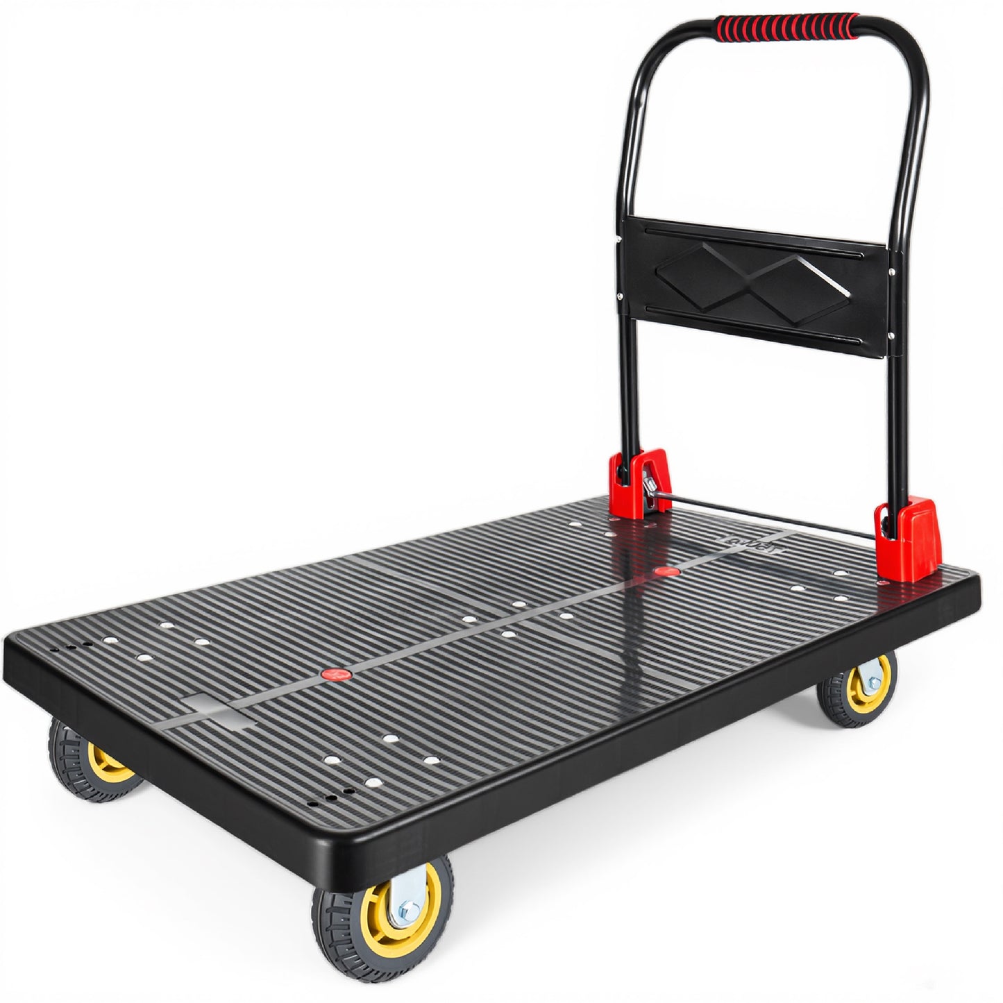25.5"x43.5" Platform Truck, Foldable Handcart with 5'' TPR 360-Degree Silent Wheels, 1500lbs Heavy-Duty Push Dolly Cart, 5 Steel Load-Bearing Beams for Warehouse Garage Home Use image 7