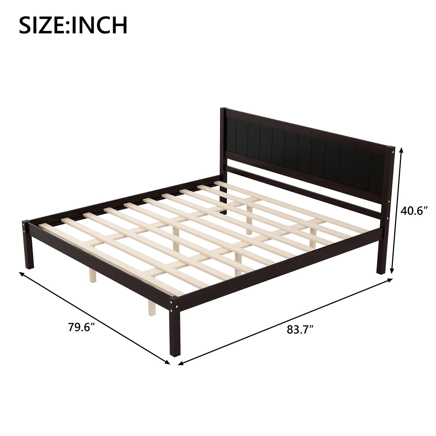 Platform Bed Frame with Headboard, Wood Slat Support, No Box Spring Needed,King,Espresso image 10