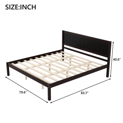 Platform Bed Frame with Headboard, Wood Slat Support, No Box Spring Needed,King,Espresso image 10
