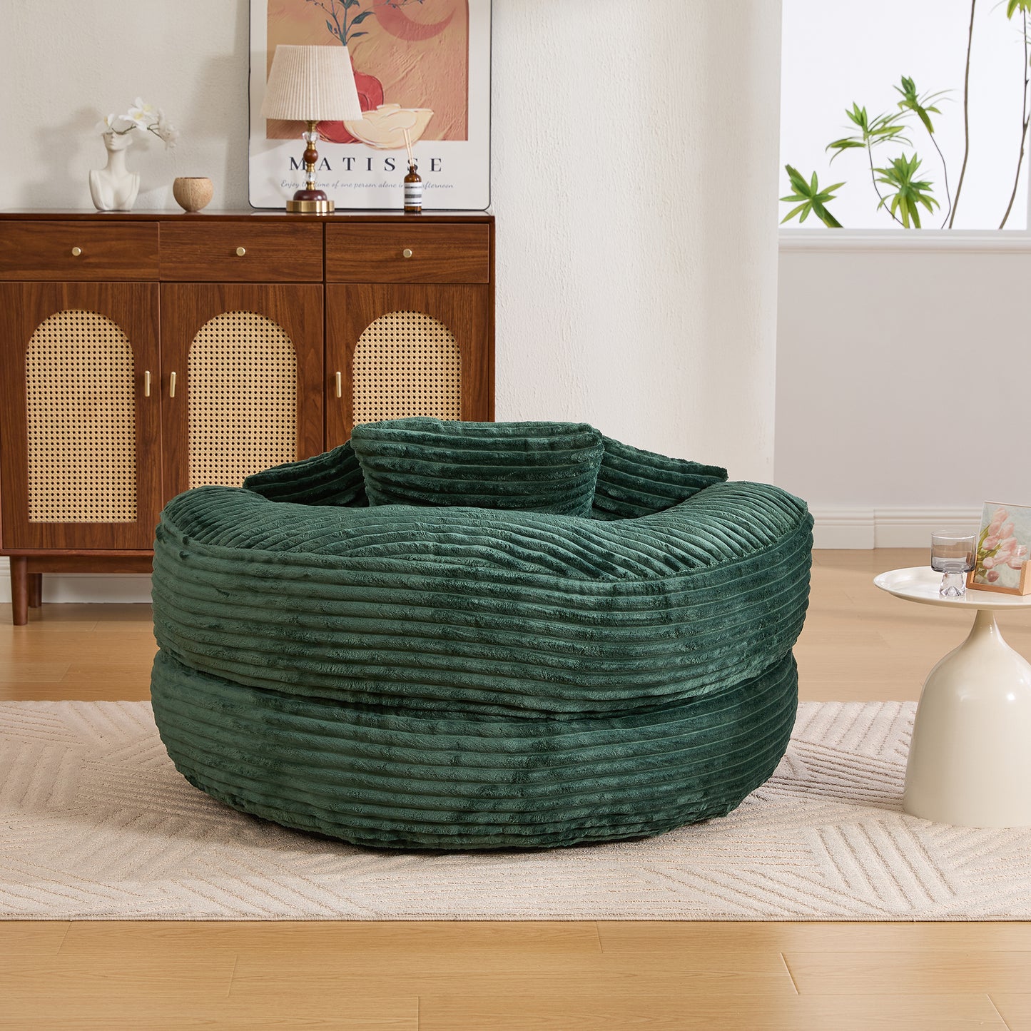 Single Bean Bag Chairs, Bean Bag Sofa for Adults, Kids,Corduroy Bean Bag Chair with 3 Pillows & Armrest,Beanbag Chair & Lazy Sofa with Foam Filler for Bedroom Living Room Dorm image 10