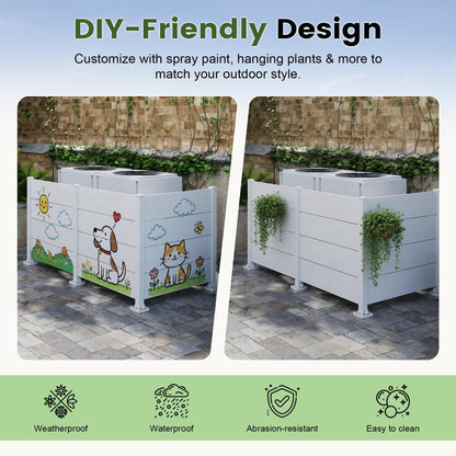50" W x 49" H Outdoor Privacy Screen, Air Conditioner Fence, All-Weather Vinyl Privacy Fence Screens with Aluminum Posts, 3 Panels, White image 6