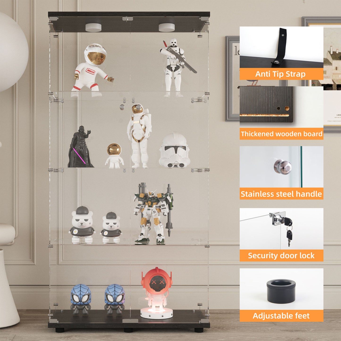 LED lit cabinet with multiple color options remote controlled