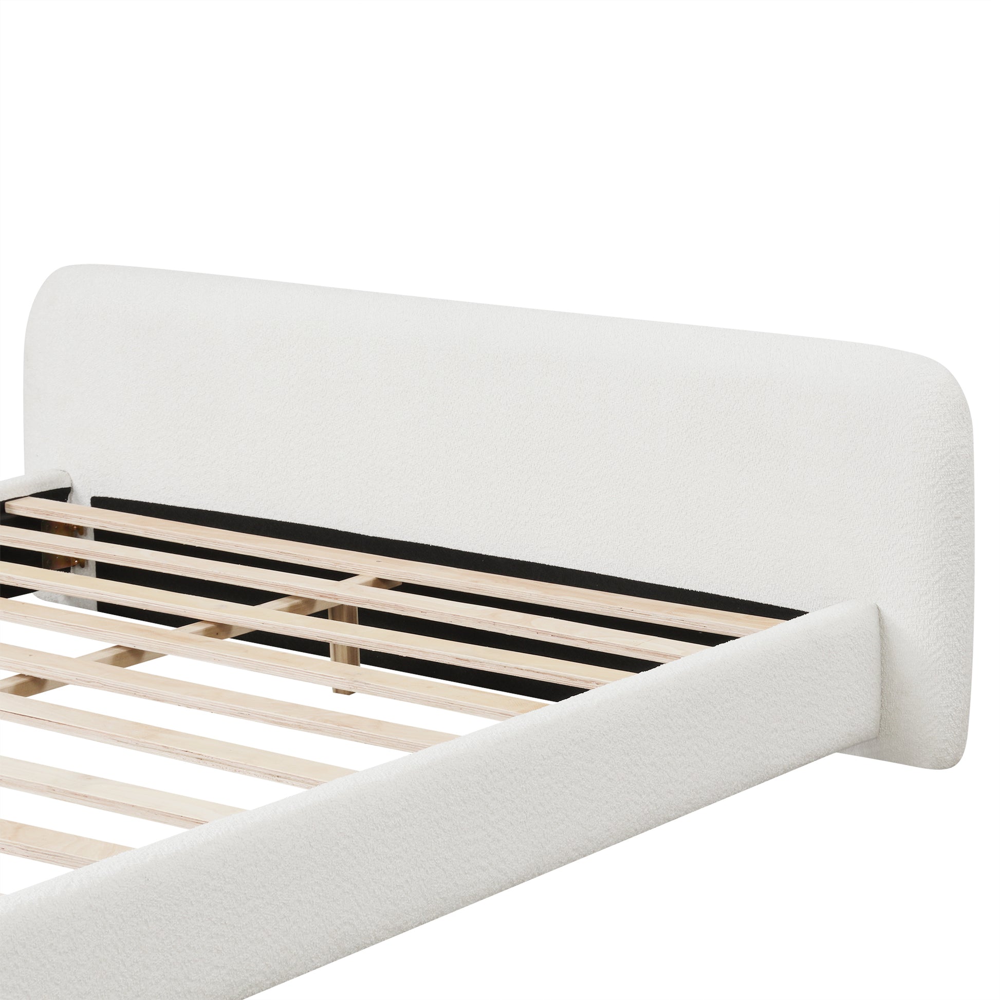 [Cozy White Bouce Upholstered Bed[ - A Dreamy Addition to Your Bedroom, KING image 5