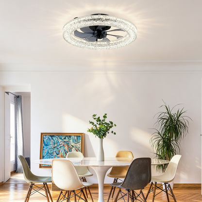 Acrylic Ice Brick Fan Light,LED Light Source and Remote Control, 3000-6500K Dimmable Modern Flush Mount LED Fan Light, 6 Speeds, Quiet DC Motor For Living room, Bedroom,Kitchen----Matte Black image 7