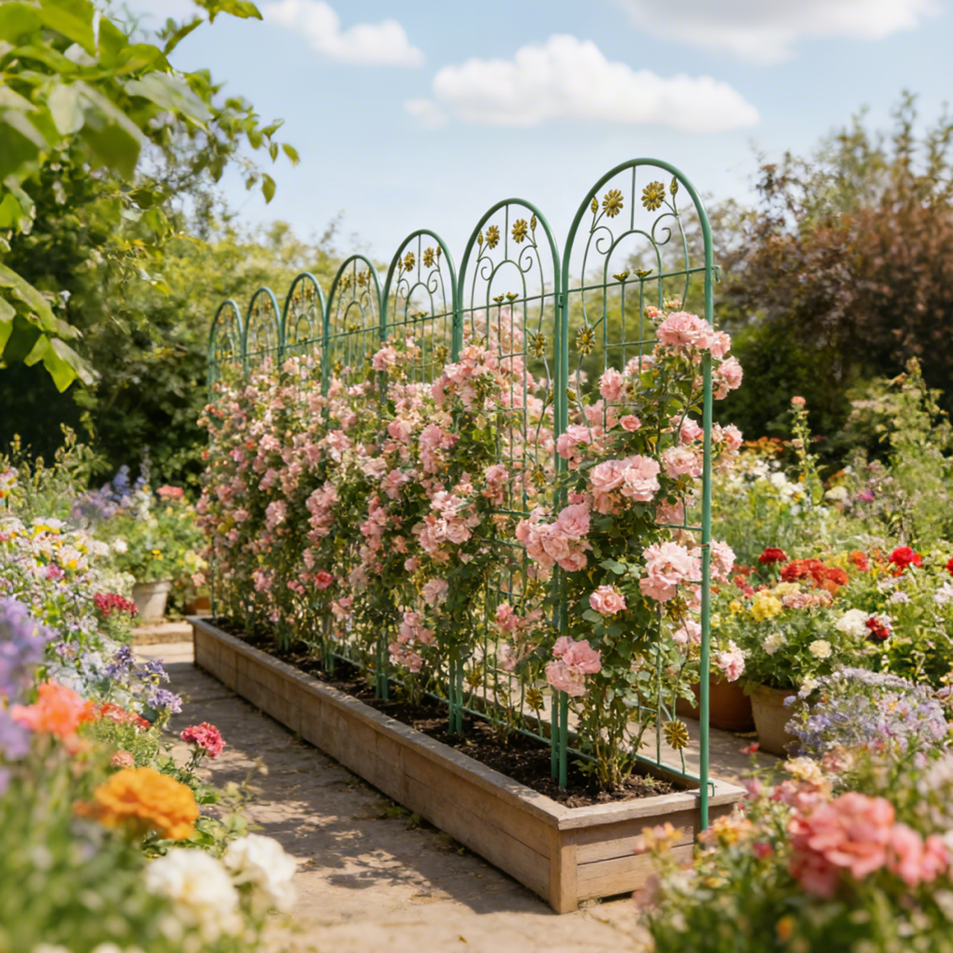 4 Pack Metal Garden Trellis 71" x 19.7" Rustproof Trellis for Climbing Plants Outdoor Flower Support Green image 7