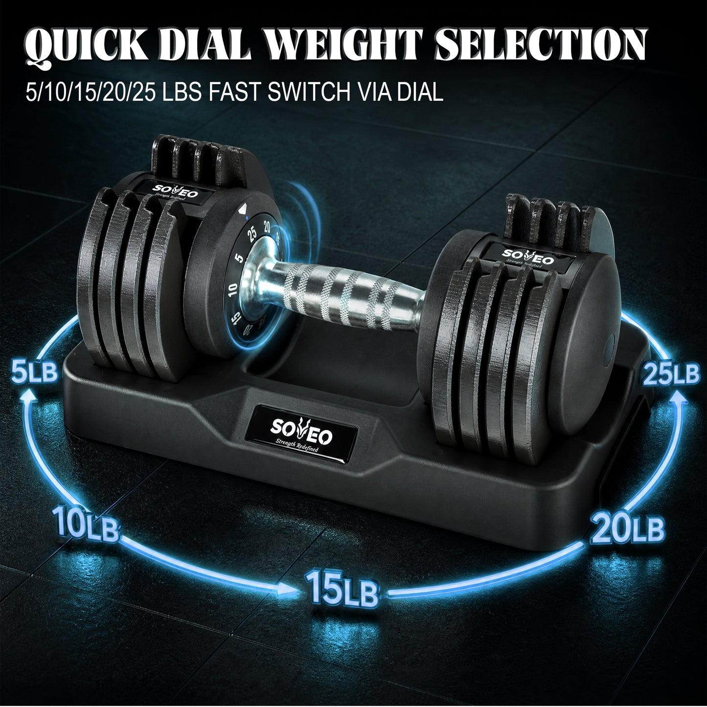 Adjustable Dumbbell Set, 10-in-1 25LB/55LB Adjustable Dumbbells with Lock System, Fast 1 Sec Adjustment, Non-Slip Grip & Storage Tray, Home Gym Workout Weights for Men Women image 7