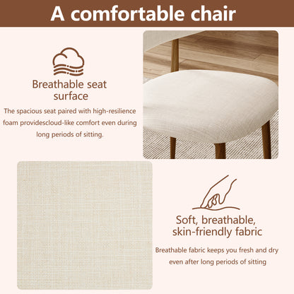 Dining Chairs Set of 2, Metal Kitchen Chairs with Modern Fabric Upholstered for Dining Room, Beige image 5