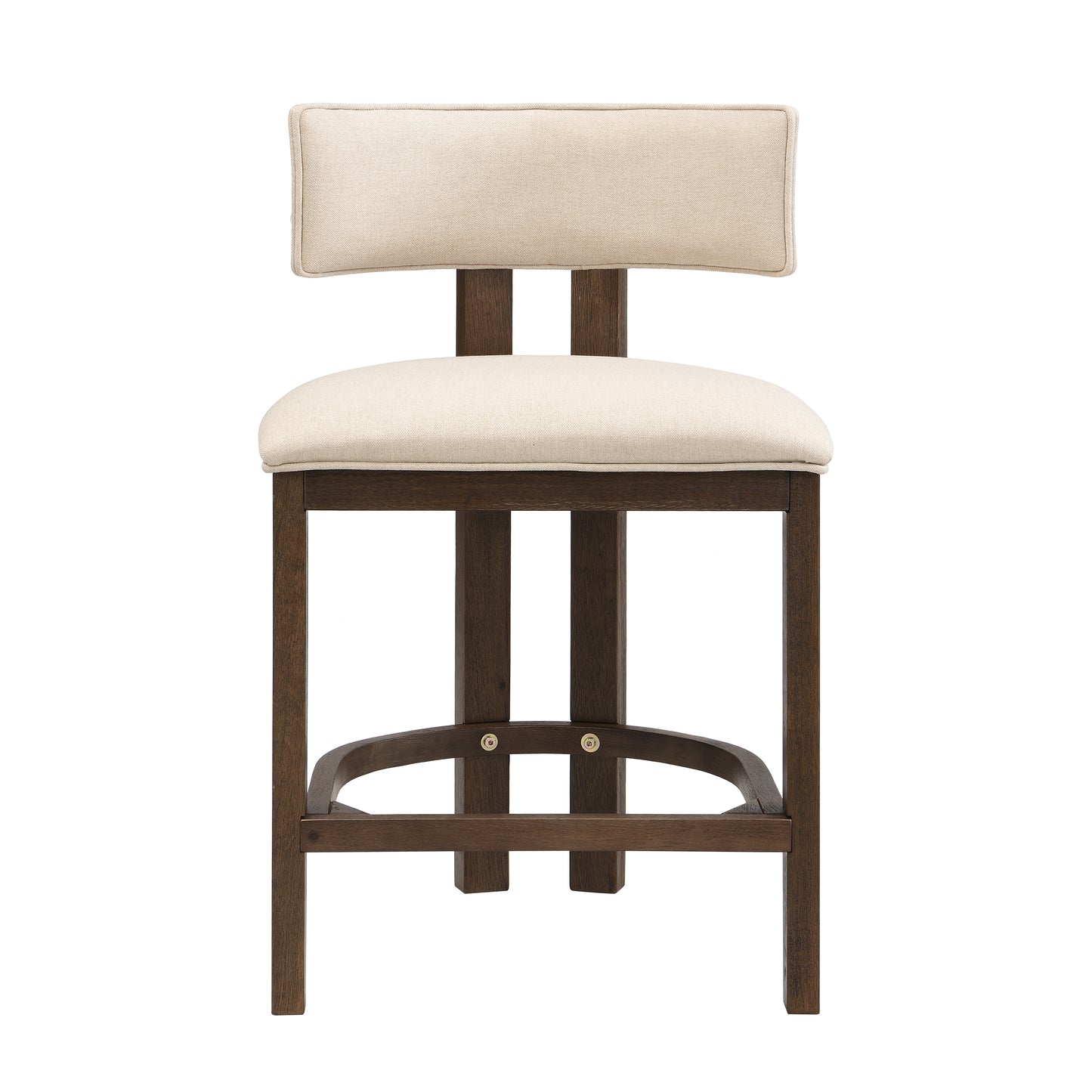 26" Counter Height Bar Stool, Upholstered Counter Stools (Set of 2)-Walnut+Beige image 4