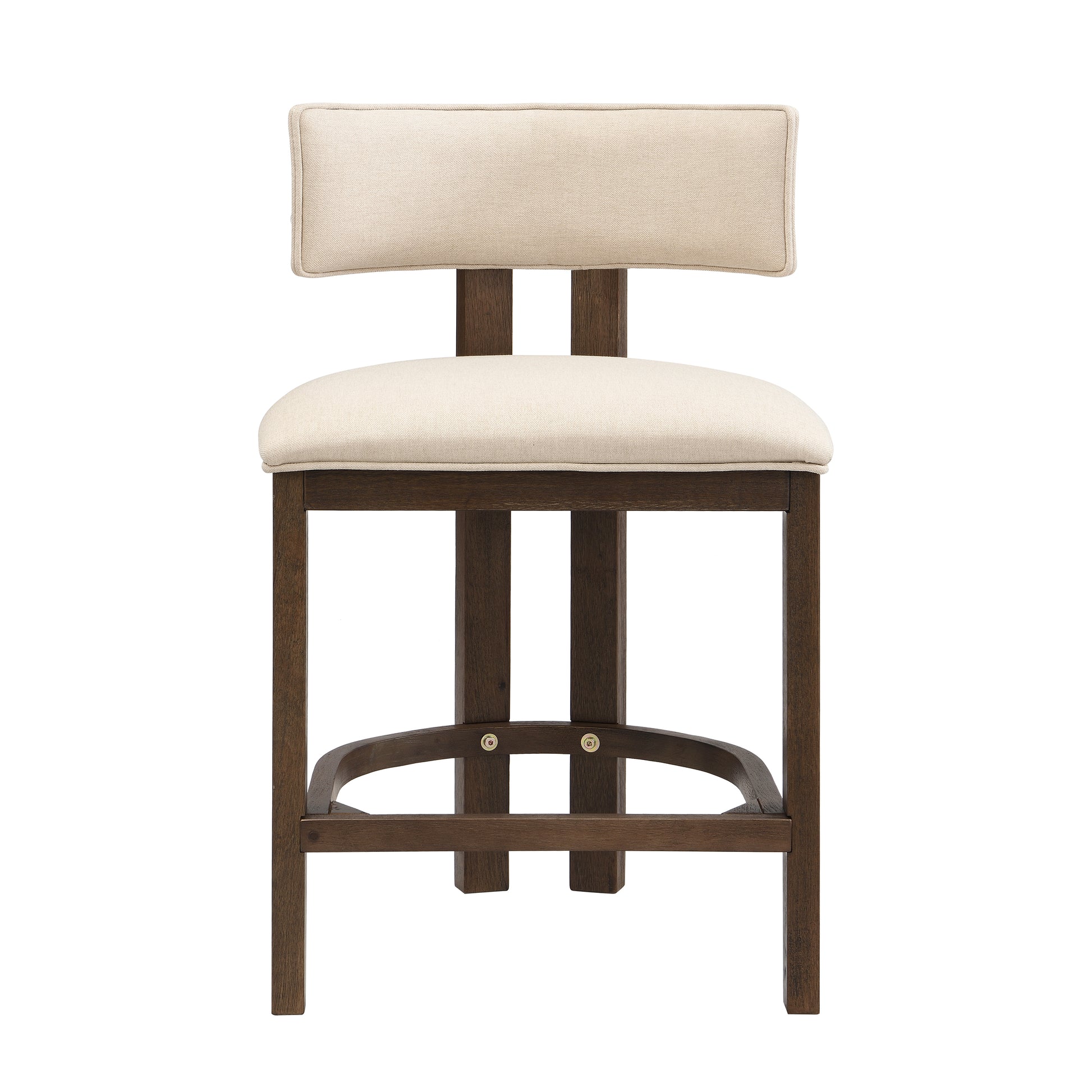26" Counter Height Bar Stool, Upholstered Counter Stools (Set of 2)-Walnut+Beige image 4