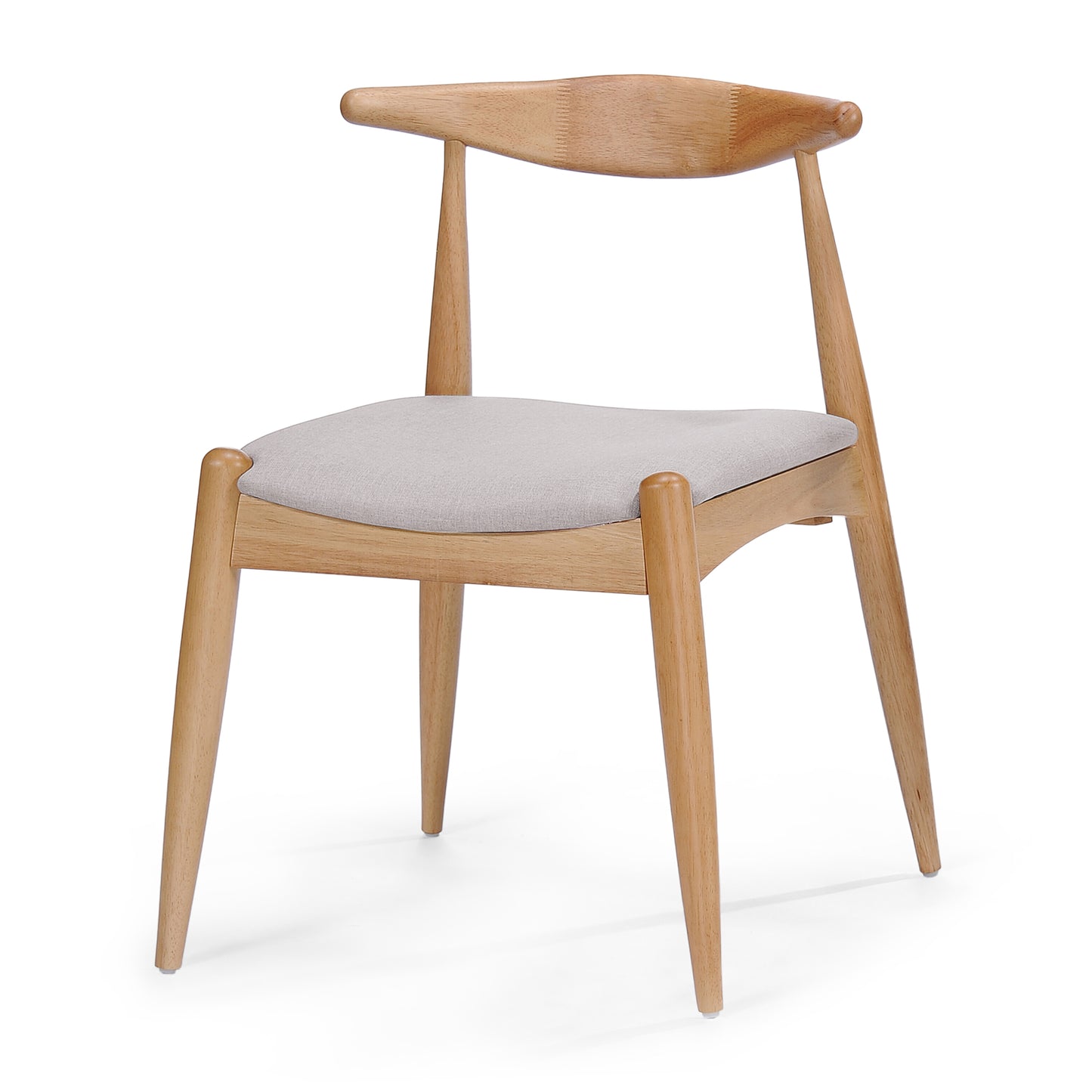 Set of 2 Rubberwood Dining Chairs with Ergonomic Backrest & Comfort Cushions, Natural+Beige (same sku: 59296.00FBEI) image 8