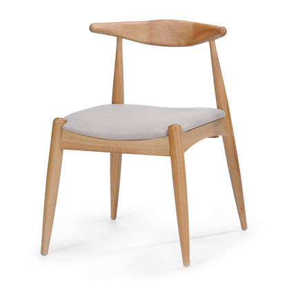 Set of 2 Rubberwood Dining Chairs with Ergonomic Backrest & Comfort Cushions, Natural+Beige (same sku: 59296.00FBEI) image 8