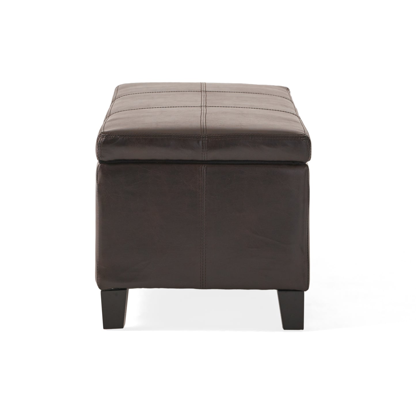 Upholstered PU Leather Storage Ottoman, Solid Wooden Legs (old sku 57742.00BRN) image 7