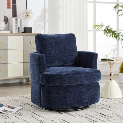 Vanity Chair,Swivel Accent Chair, 360 Degree Round Swivel Barrel Chair, Upholstered Comfy Swivel Chairs for Living Room,Accent Chairs for Bedroom, Reading Room,Powder Room,(Velvet, Blue) image 1