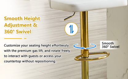 Modern rotating adjustable bar chair, PU leather belt backrest swivel chair, suitable for kitchen bar counter and dining room, adjustable height, capable of bearing 300 pounds (white -2 pieces) image 10