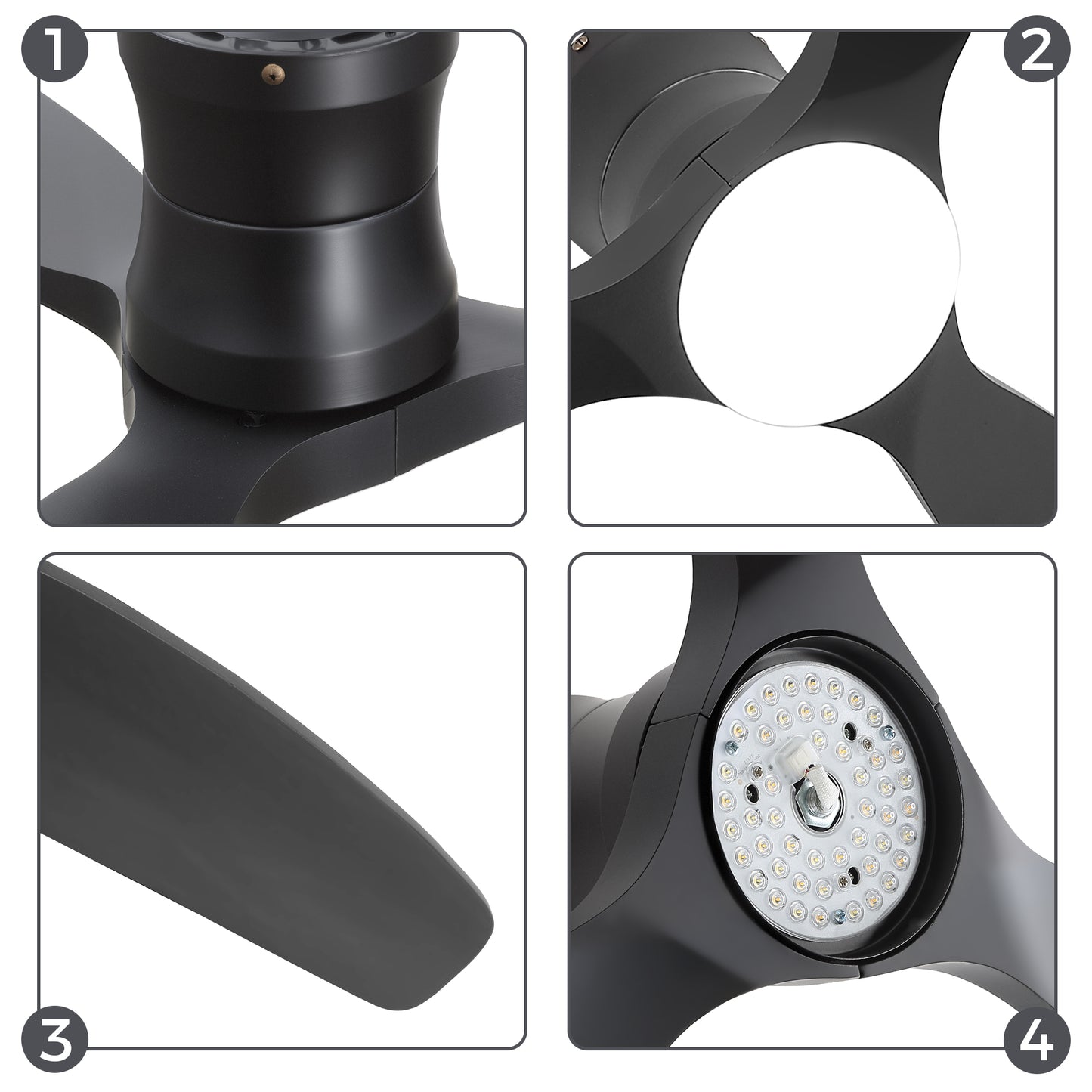 52-Inch Matte Black Ceiling Fan with Light, DC Motor, Silent Operation, for Bedroom & Living Room image 8