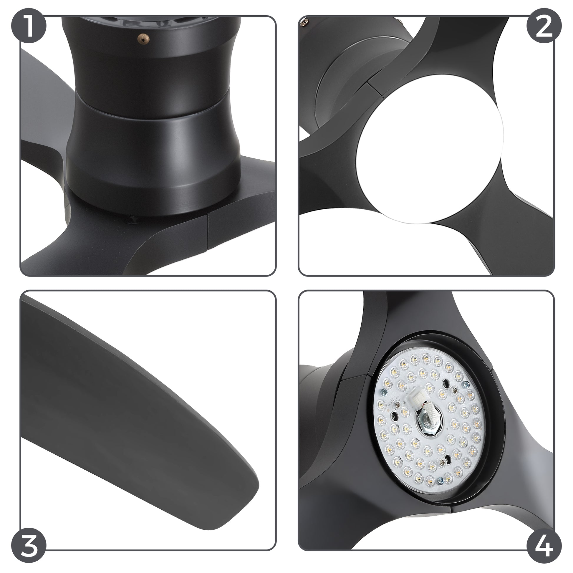 52-Inch Matte Black Ceiling Fan with Light, DC Motor, Silent Operation, for Bedroom & Living Room image 8