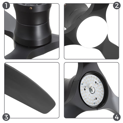 52-Inch Matte Black Ceiling Fan with Light, DC Motor, Silent Operation, for Bedroom & Living Room image 8