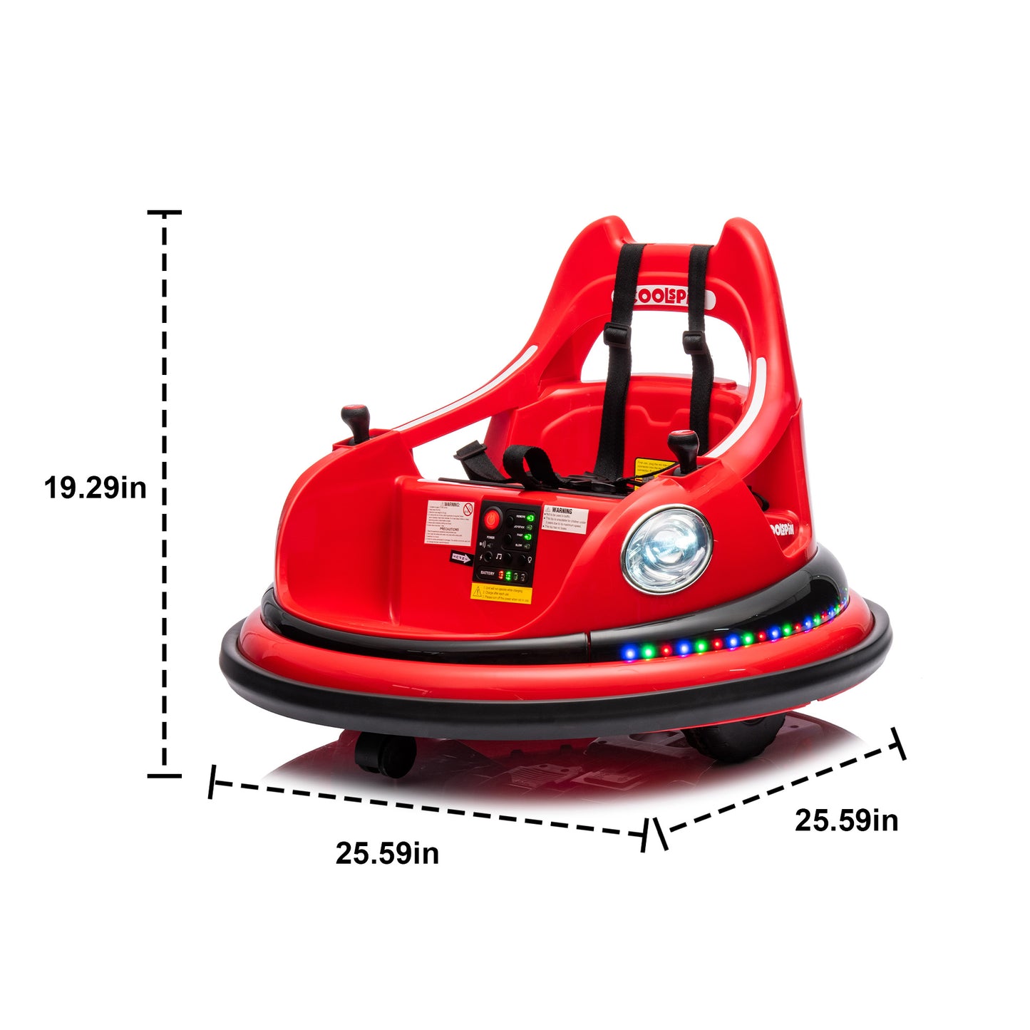 12V ride on bumper car for kids,electric car for kids,1.5-5 Years Old,W/Remote Control, LED Lights, Bluetooth & 360 Degree Spin, Vehicle body with anti-collision padding
Five-point Safety Belt,2wd image 2