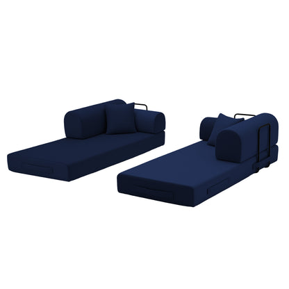 Convertible Sleeper Sofa Bed,Corduroy Folding Mattress Couch with Fixed-Shape Frame, Floor Sofa Lounge Couch for Living Room Bedroom(blue) image 8